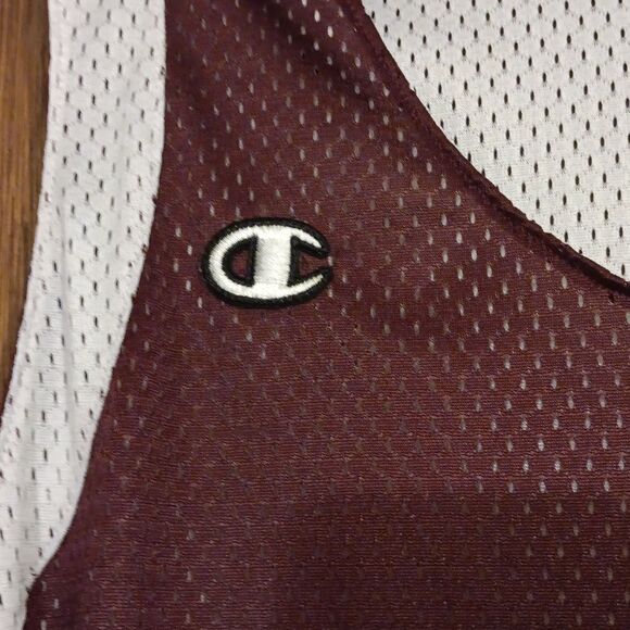 Men's Reversable Champion Tank Top Burgundy And White Large Great Pre-Owned Cond - Picture 5 of 6